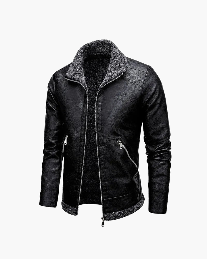 Giacca Uomo in Pelle con Interno in Fleece Morbido