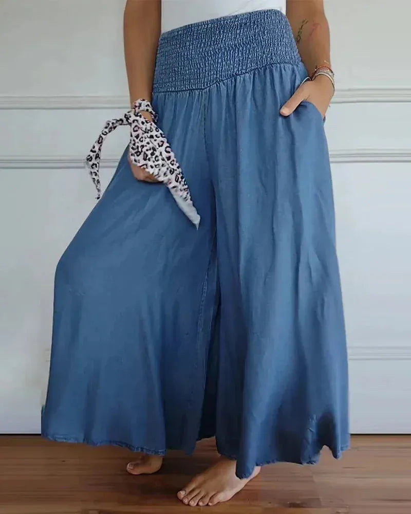 Pantaloni Culottes Donna Leggeri Larghi Comodi
