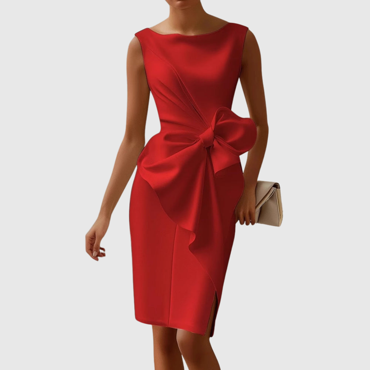 Abito Midi Donna Senza Maniche Linea Pulita Vestibilità Strutturata