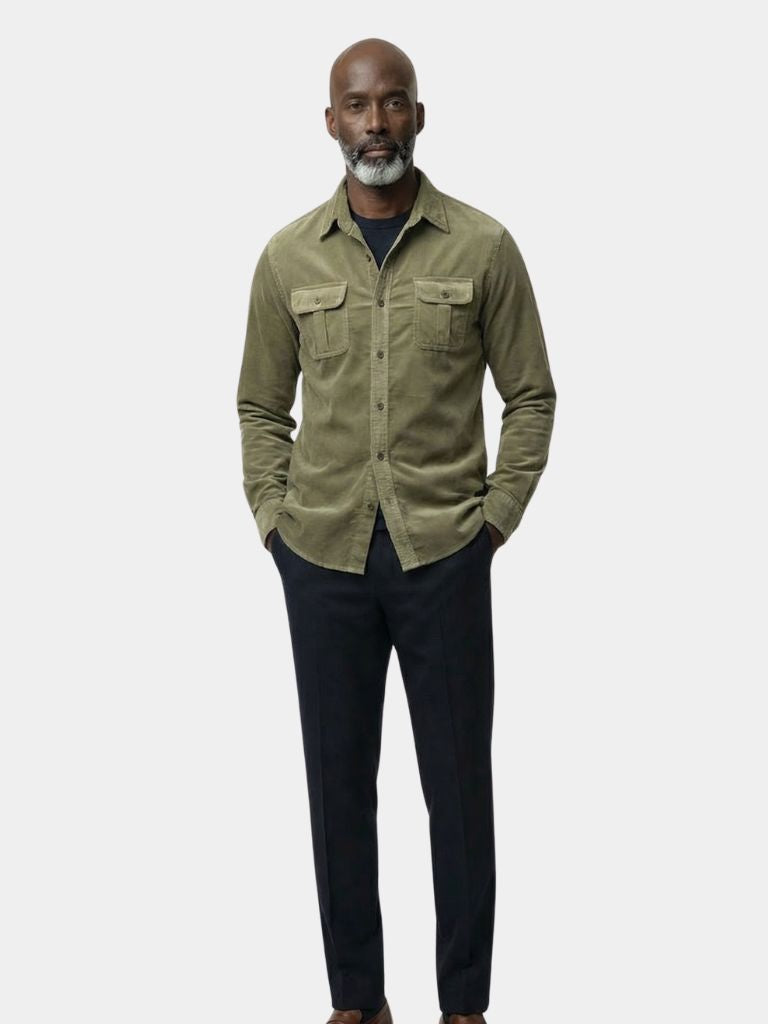 Camicia Uomo Velluto a Coste Stile Business Casual