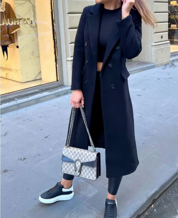 Trench lungo Donna Aderente Tessuto Confortevole Autunno Inverno