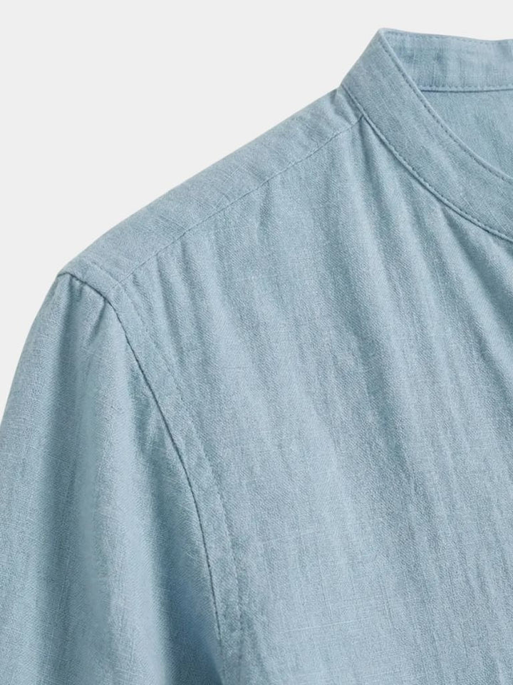 Camicia Henley Uomo Cotone Manica Lunga Casual
