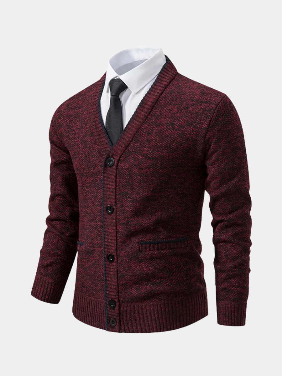 Pullover Uomo Maglia Strutturata Collo a V Elegante - Vesarelli