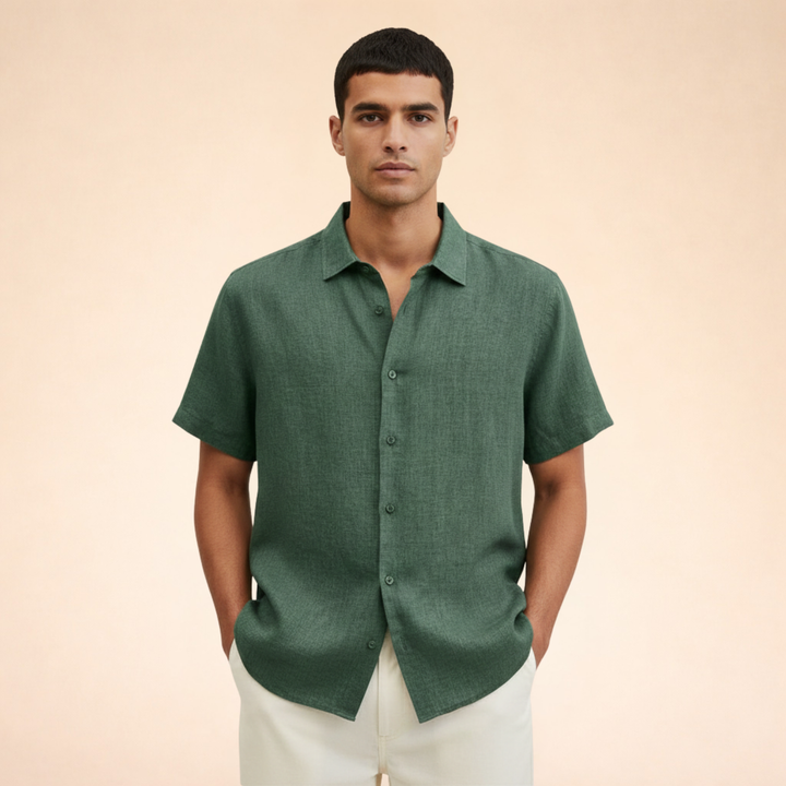 Camicia Uomo Estiva in Lino Vestibilità Moderna