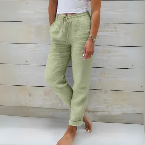 Pantaloni Donna in Lino Leggeri Traspiranti Vestibilità Comoda