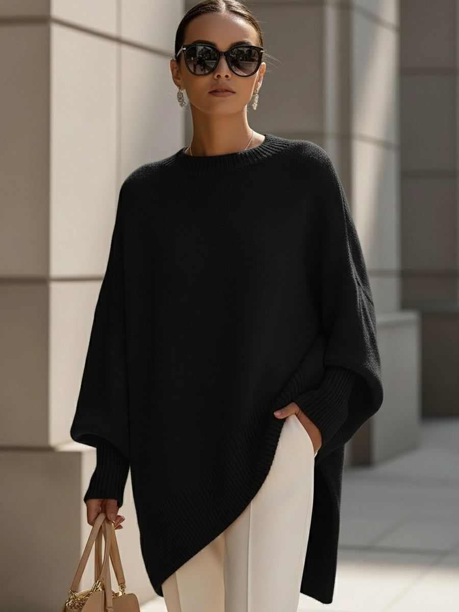 Maglione Poncho Donna in Maglia Lunga Morbida Oversize