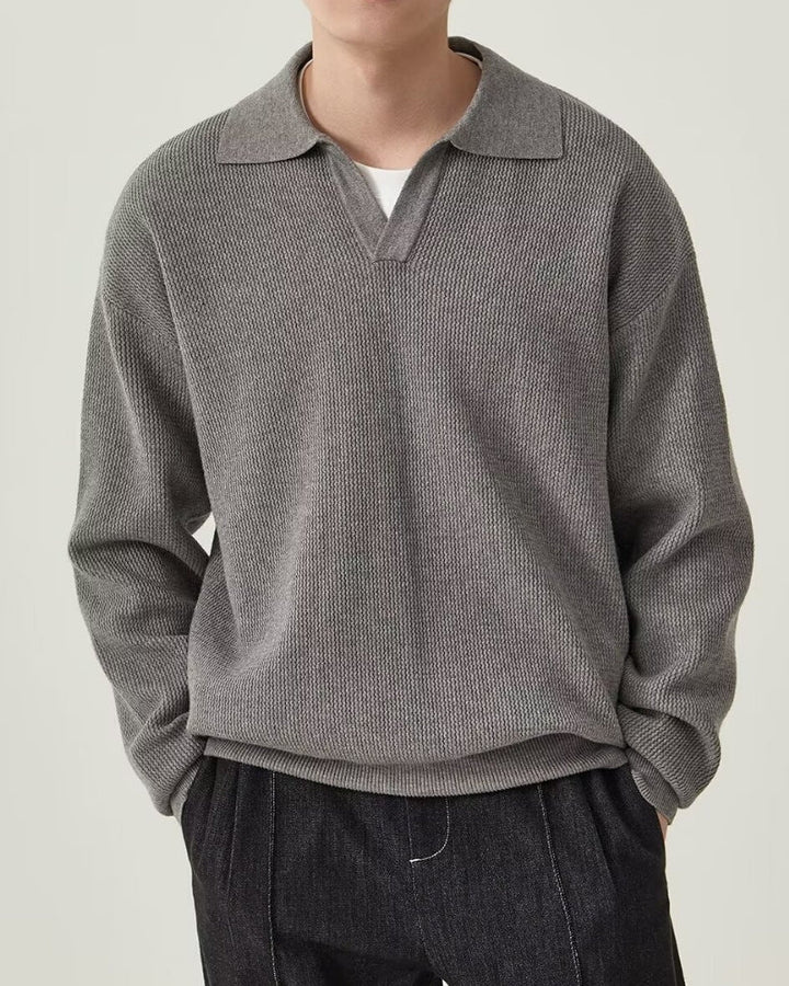 Maglione Polo Uomo in Maglia Testurizzata Vestibilità Comfort