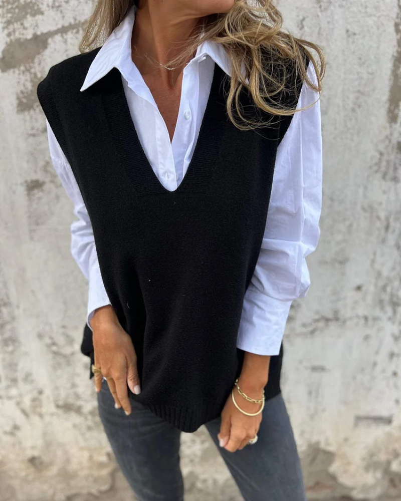 Gilet Donna in Maglia con Scollo a V Vestibilità Comoda - Vesarelli