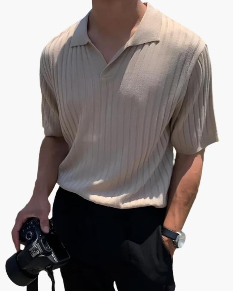 Polo Uomo Cotone Coste Vestibilità Comfort Essenziale