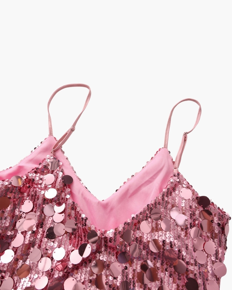 Abito Mini Donna in Paillettes Linea Slip Elegante