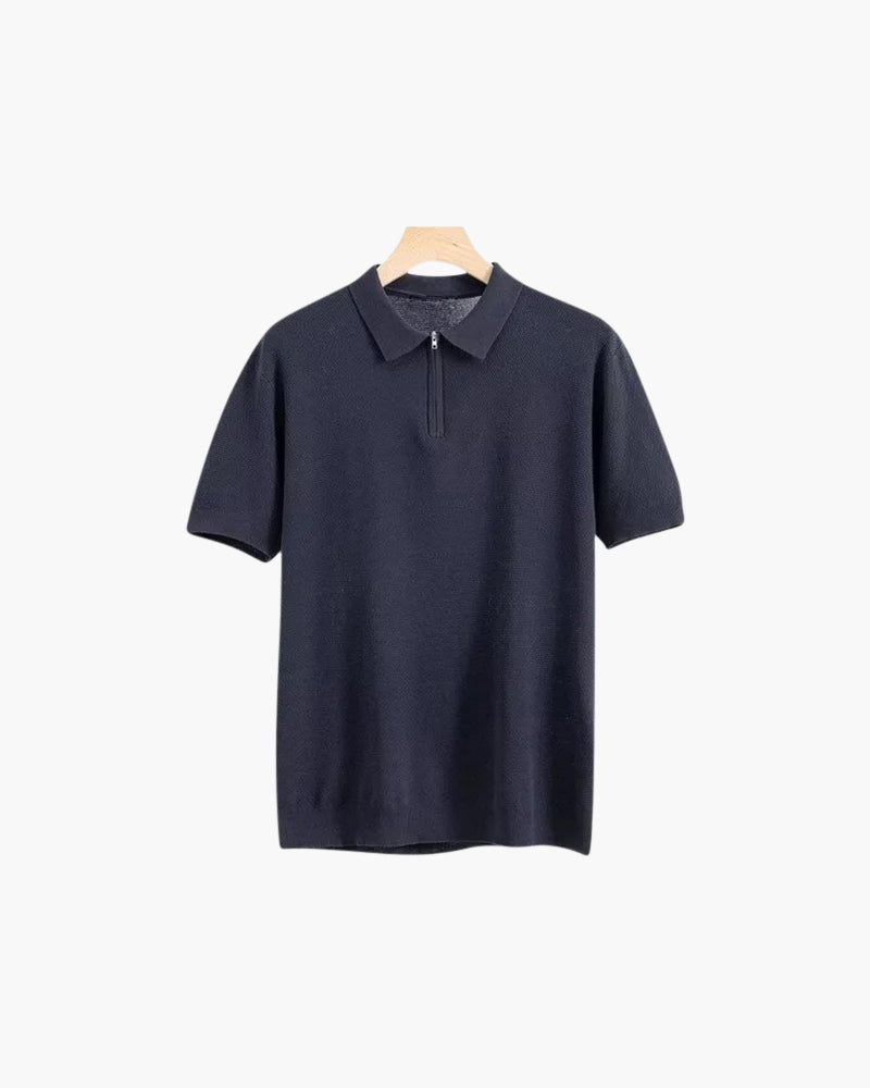 Polo Uomo Traspirante con Zip Vestibilità Comfort Stile Moderno