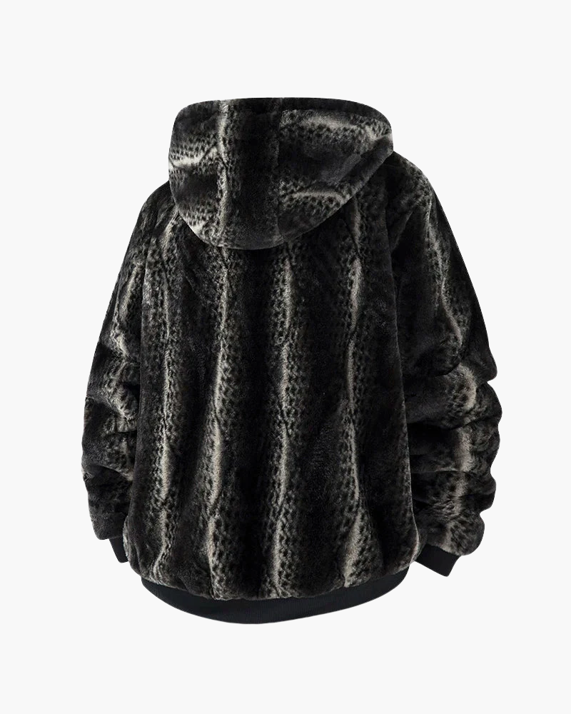 Giacca Donna in Pelliccia Sintetica con Cappuccio Comfort Invernale