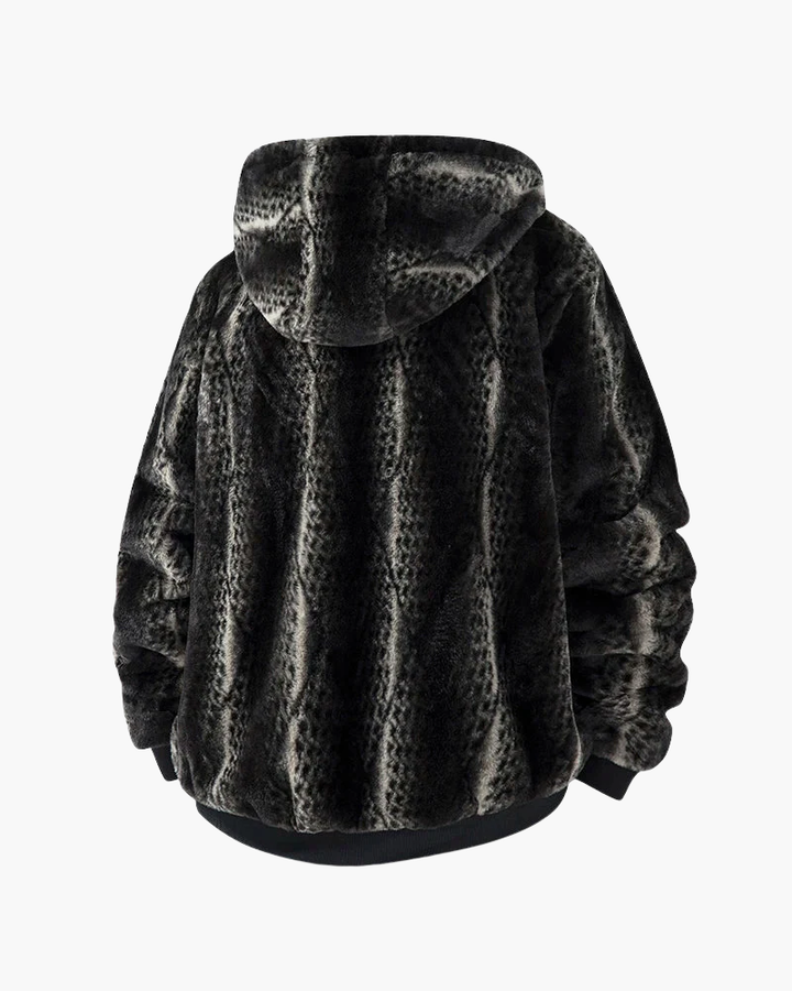 Giacca Donna in Pelliccia Sintetica con Cappuccio Comfort Invernale
