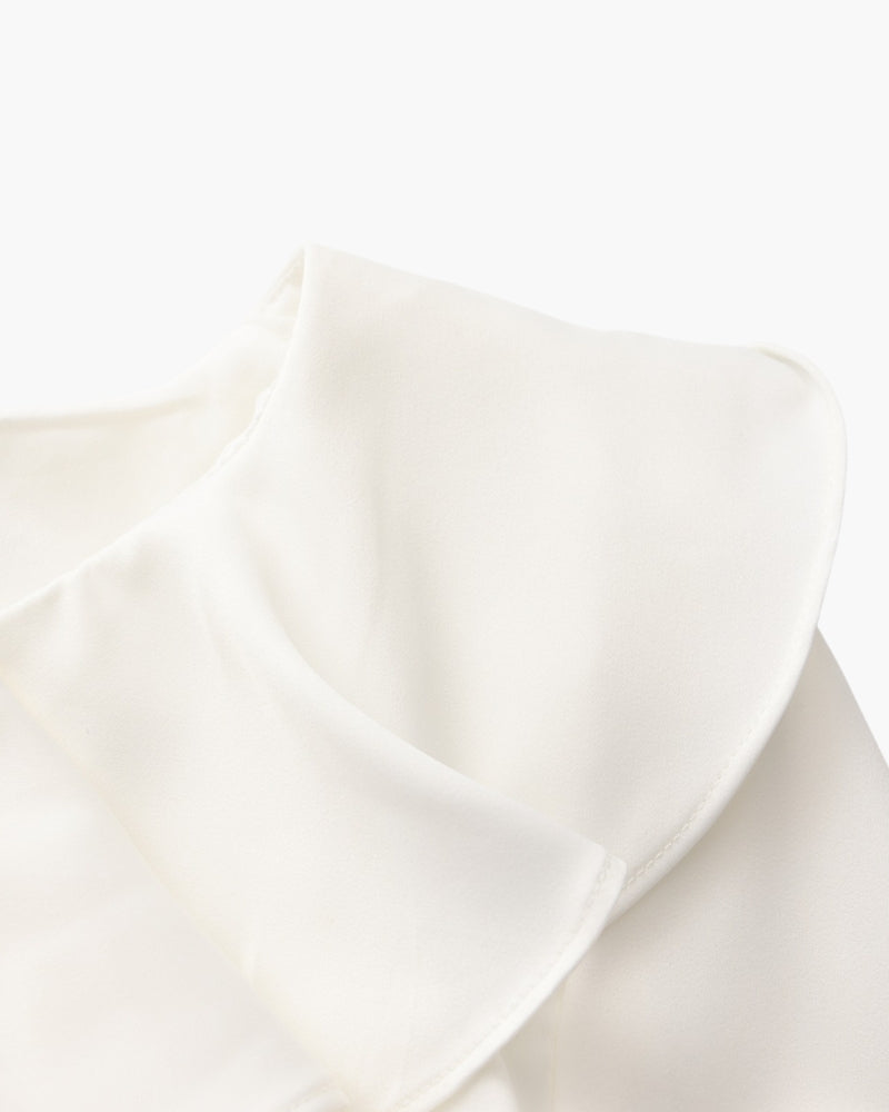 Abito Midi Donna con Rouches Bottoni Perla Vestibilità Fluida