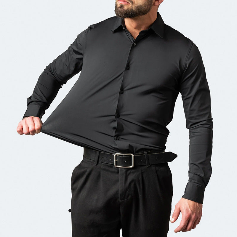 Camicia Uomo Elasticizzata Tessuto Antipiega Slim Fit - Vesarelli