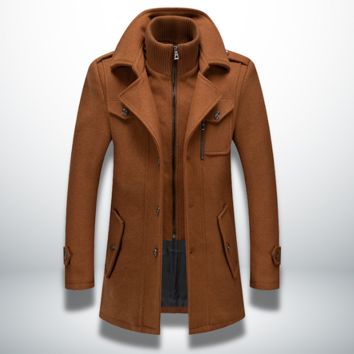 Cappotto Uomo in Misto Lana con Doppio Collo e Chiusura con Cerniera
