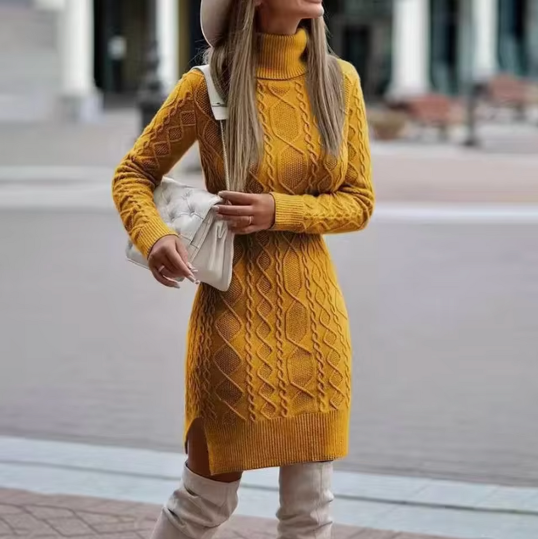 Abito Midi Donna in Maglia Maniche Lunghe