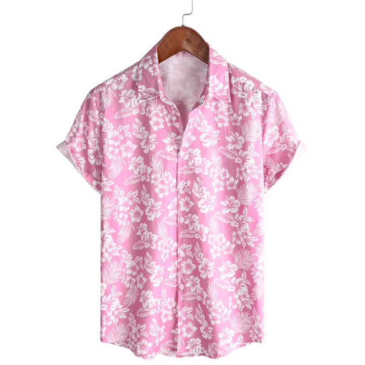 Camicia Uomo Maniche Corte Cotone Motivo Floreale