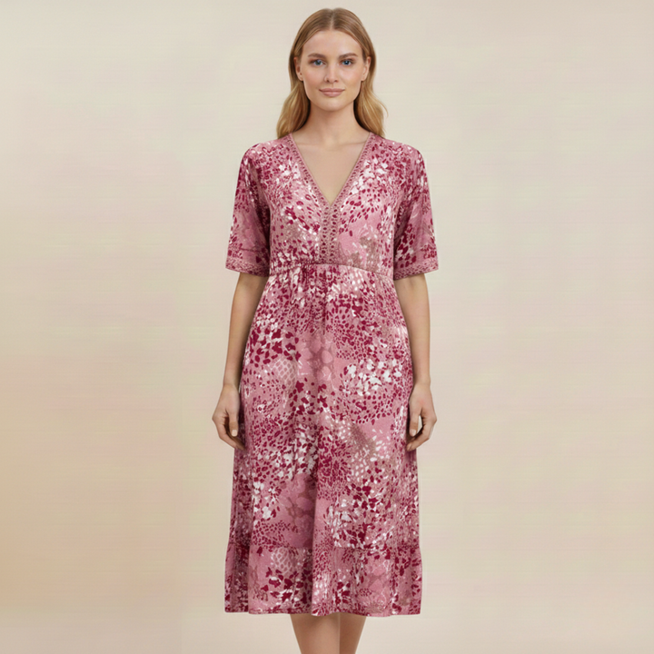 Abito Estivo Donna Tessuto Floreale Vestibilità Elegante