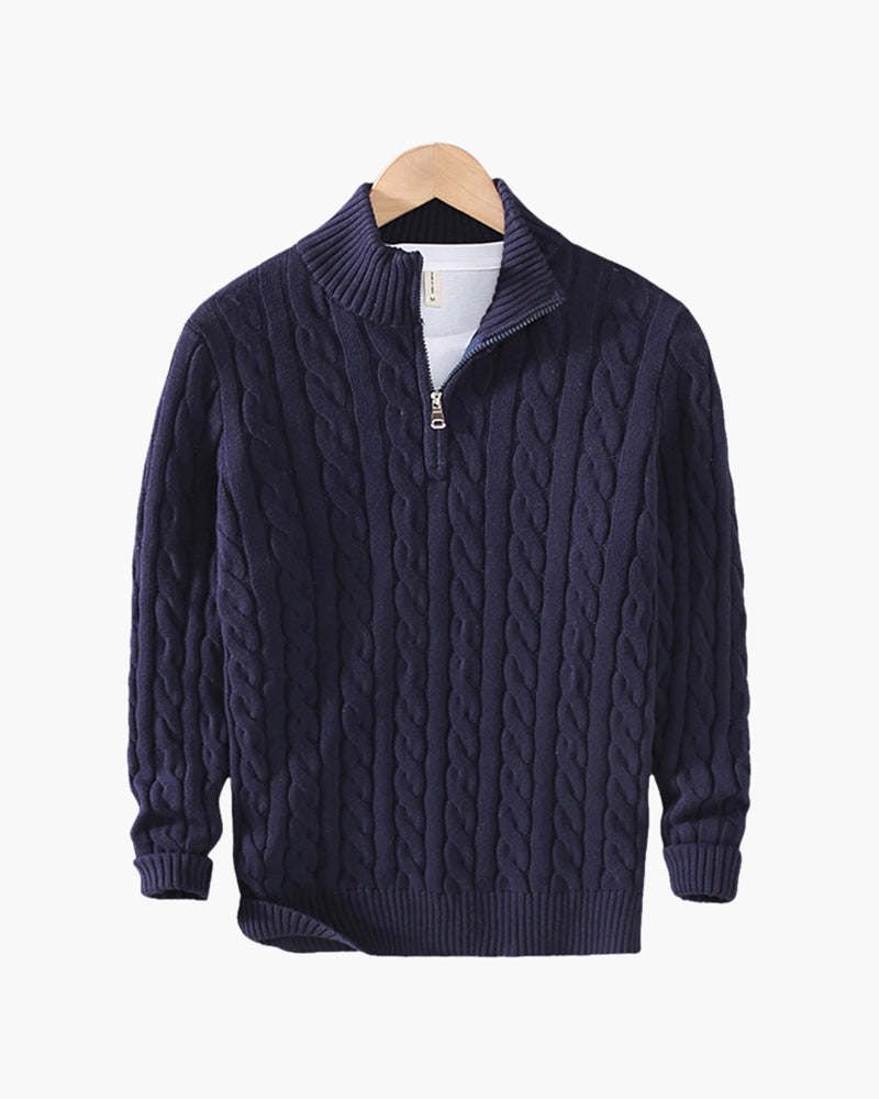 Maglione Uomo Cotone Mezzo Zip Vestibilità Comoda