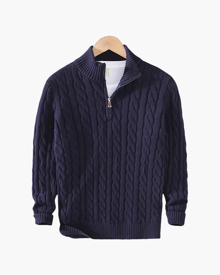 Maglione Uomo Cotone Mezzo Zip Vestibilità Comoda