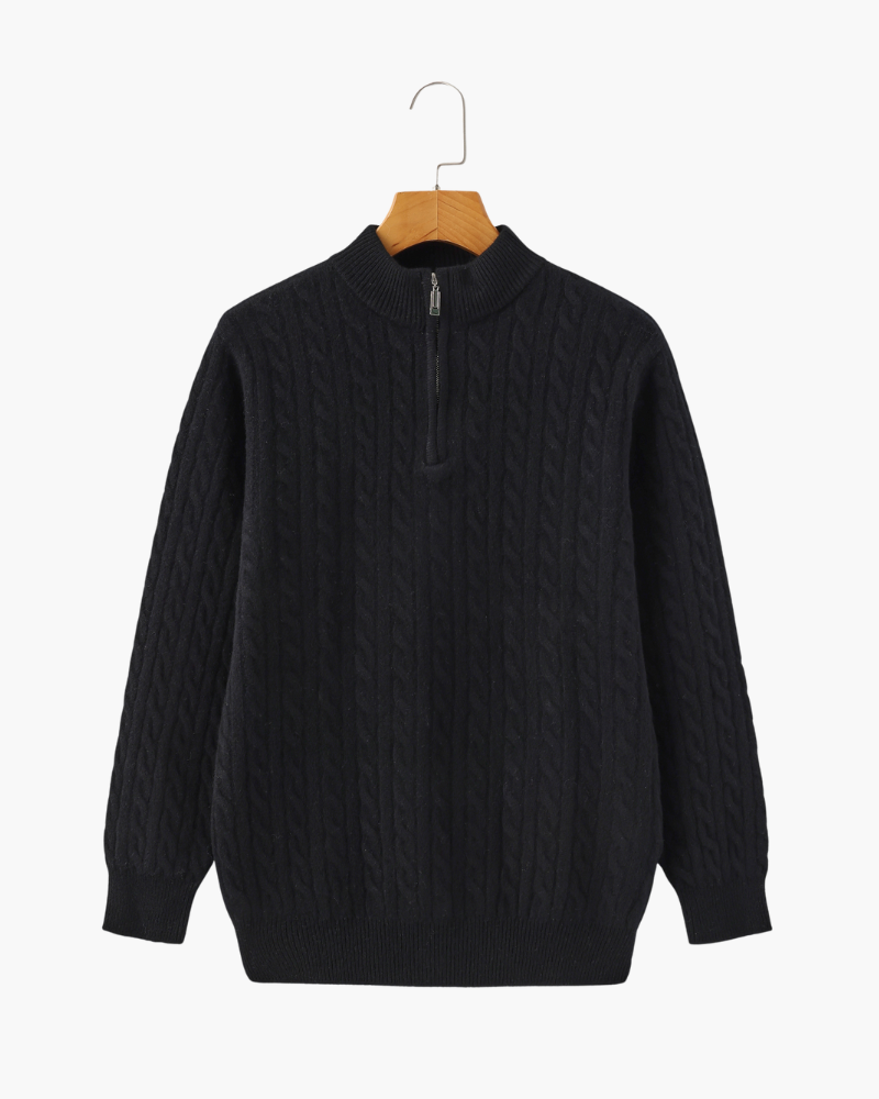 Maglione Uomo in Cashmere Mezza Zip Vestibilità Comfort