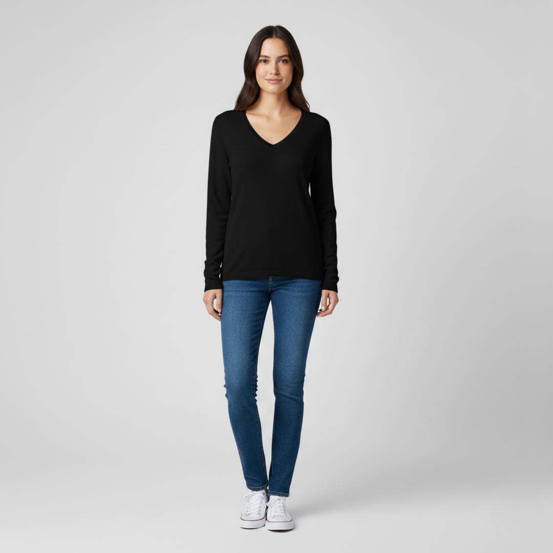 Donna Elegante Scollo a V Morbido