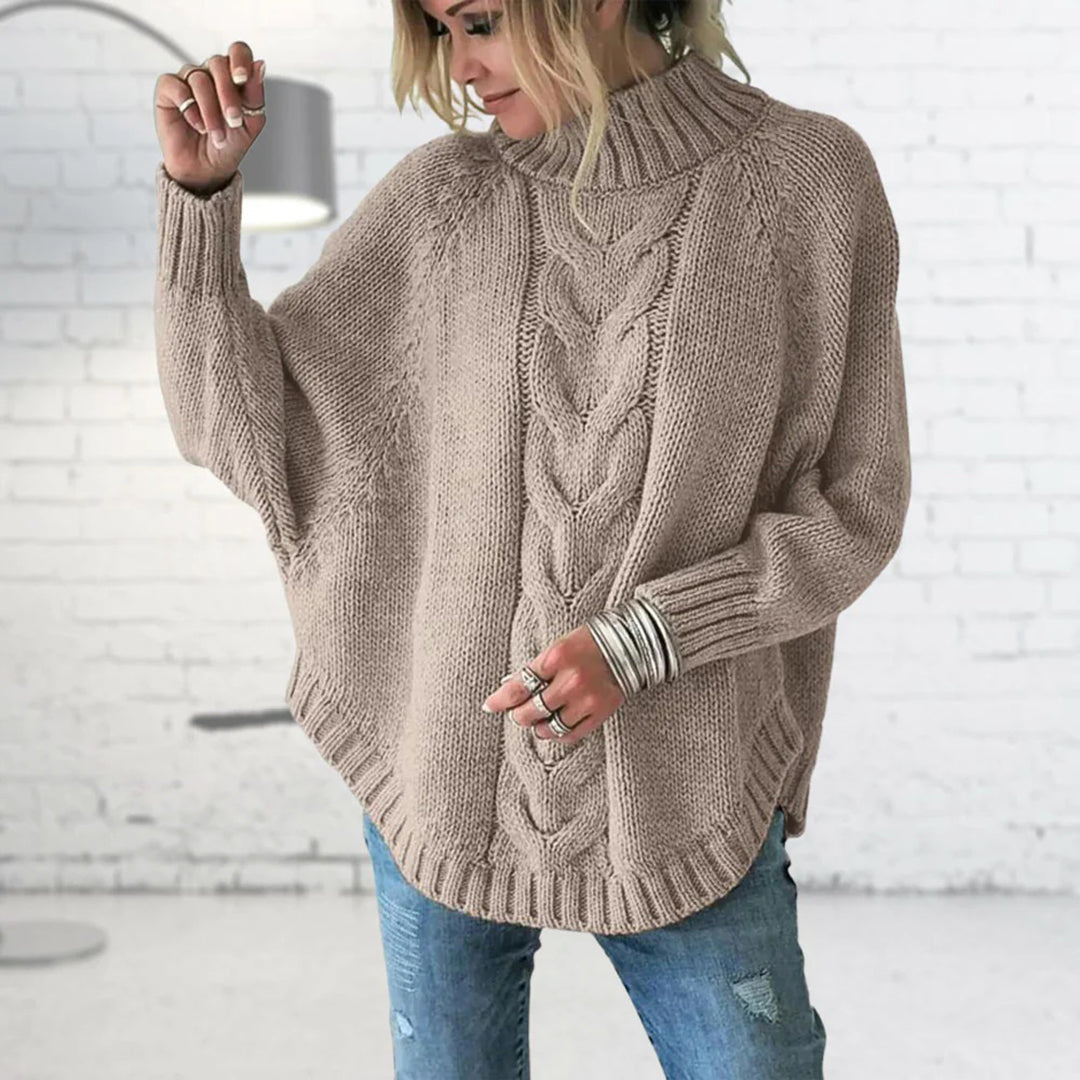 Maglione Donna Lavorato a Maglia Collo Alto Coste Morbido