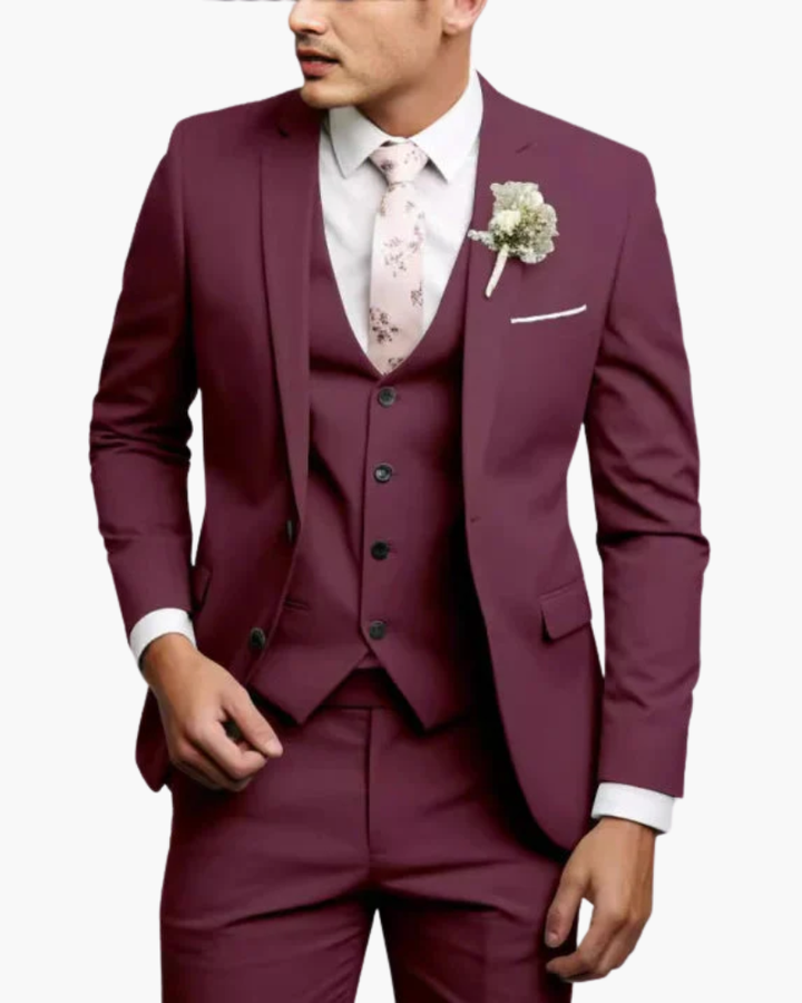 Completo Uomo Tre Pezzi Slim Fit Elegante Cerimonia