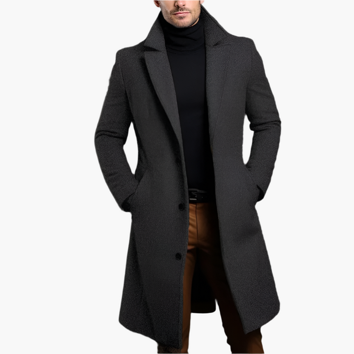 Cappotto Uomo Monopetto Misto Lana Stile Classico Invernale