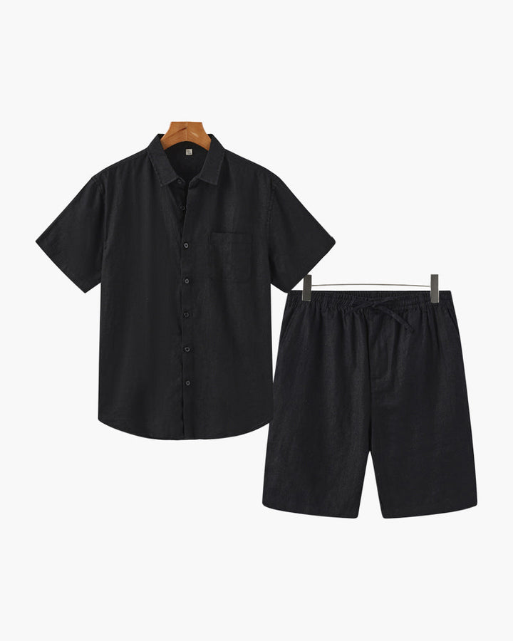 Completo Estivo Uomo Camicia e Pantaloni Corti in Lino