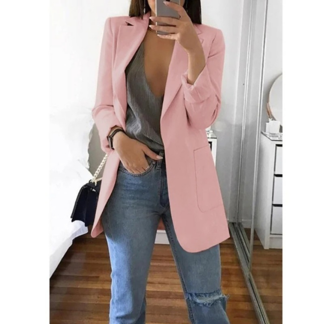 Blazer Lungo Donna Tessuto Elegante Classico