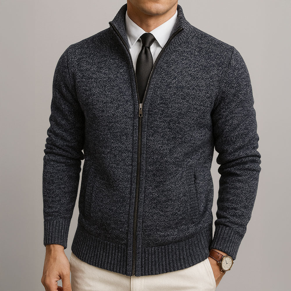 Cardigan Uomo in Lana con Zip Vestibilità Su Misura