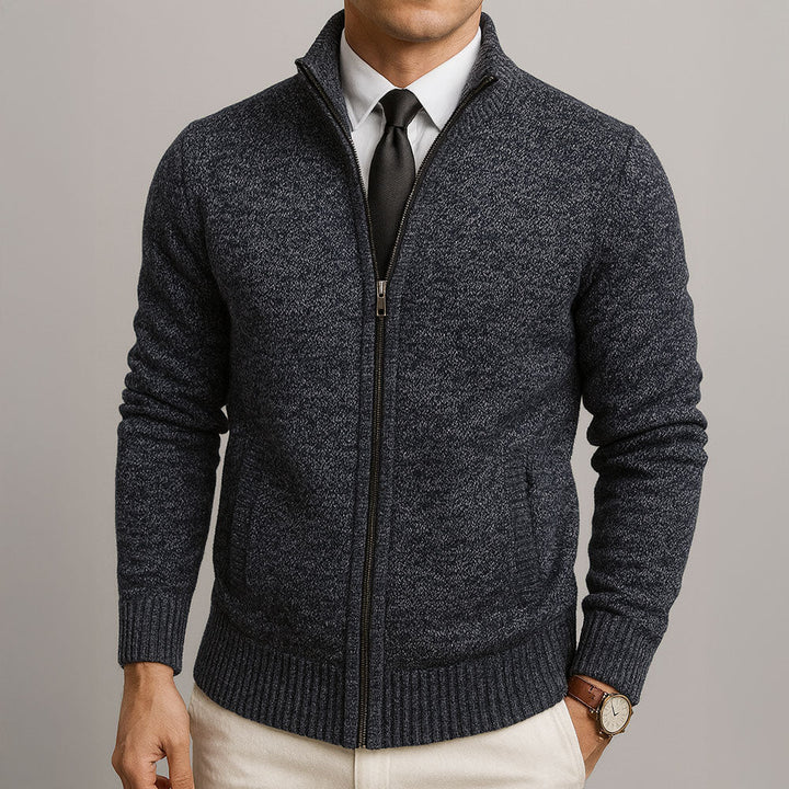 Cardigan Uomo in Lana con Zip Vestibilità Su Misura