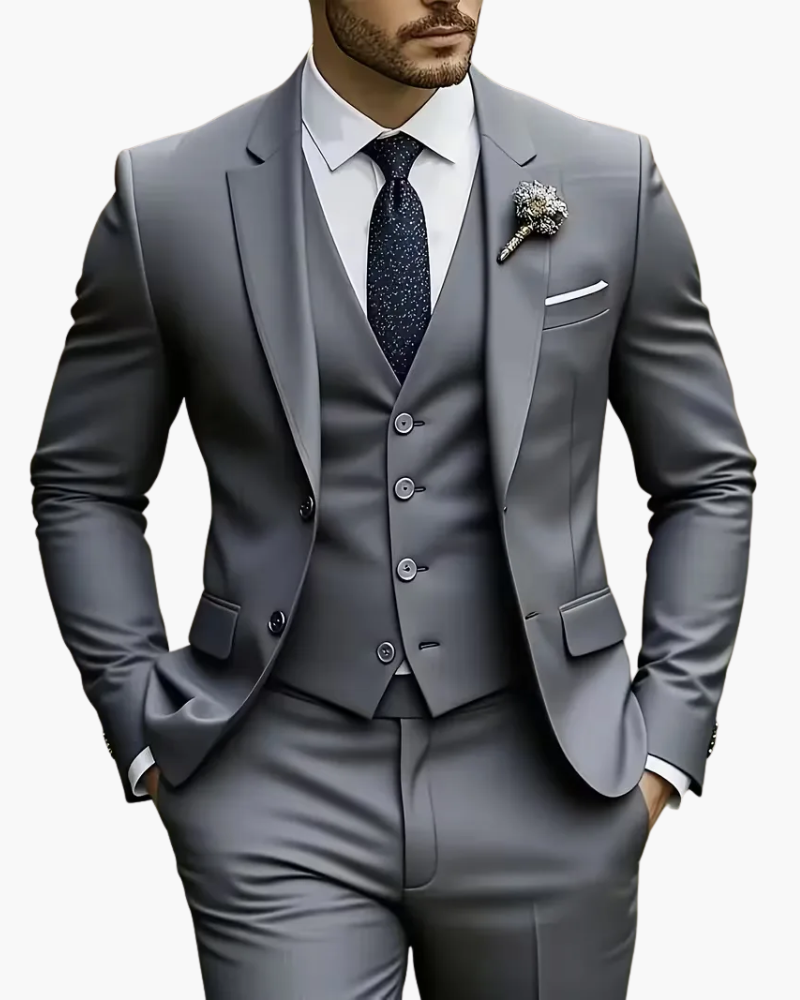 Completo Uomo Tre Pezzi Elegante Slim Fit