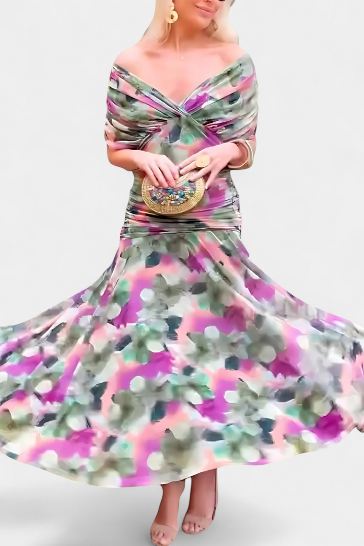 Abito Elegante Donna Maniche Trasparenti Stile Serale