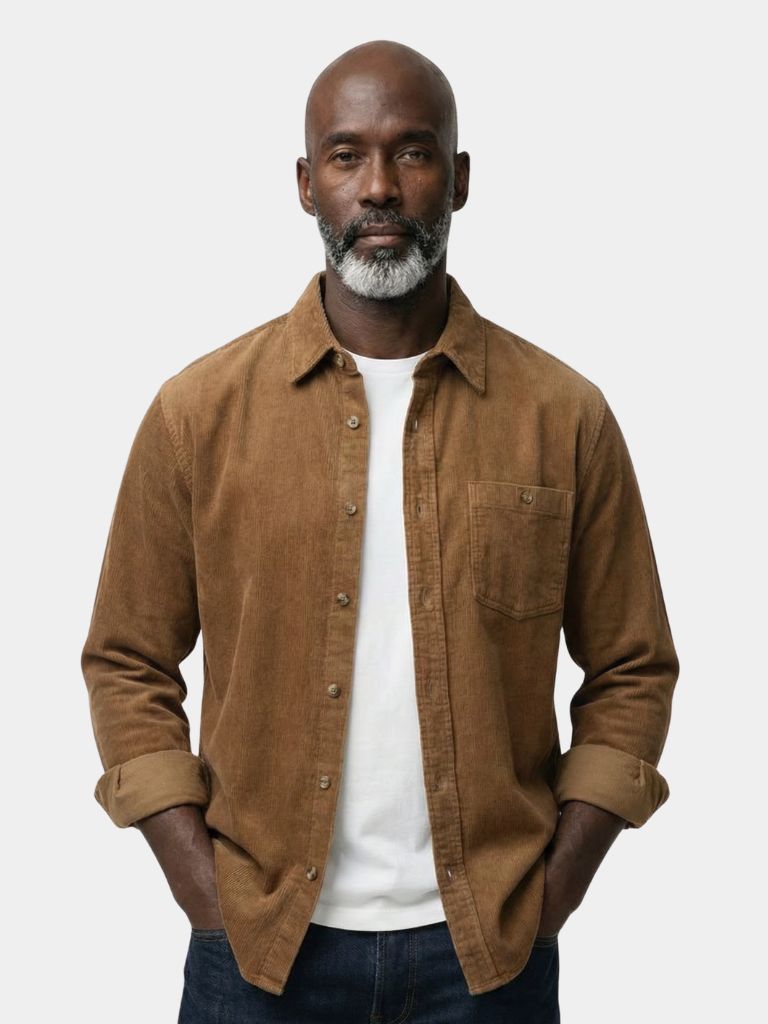 Camicia Uomo Velluto a Coste Casual Regular Fit