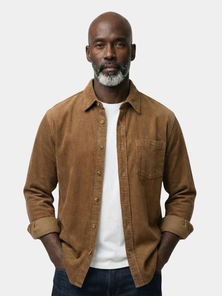 Camicia Uomo Velluto a Coste Casual Regular Fit