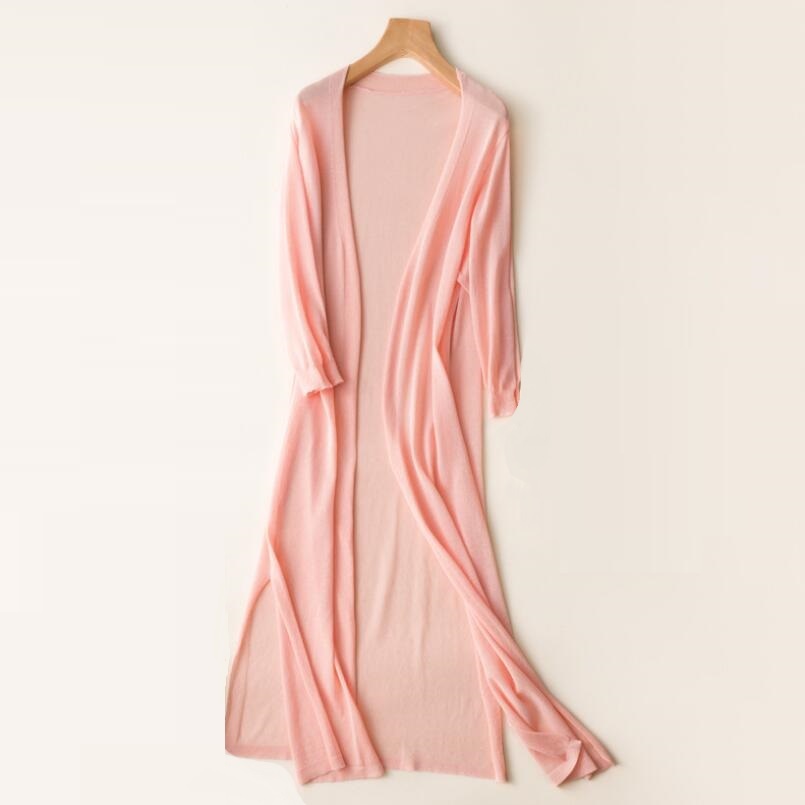 Cardigan Lungo Donna Leggero Aperto Manica Lunga