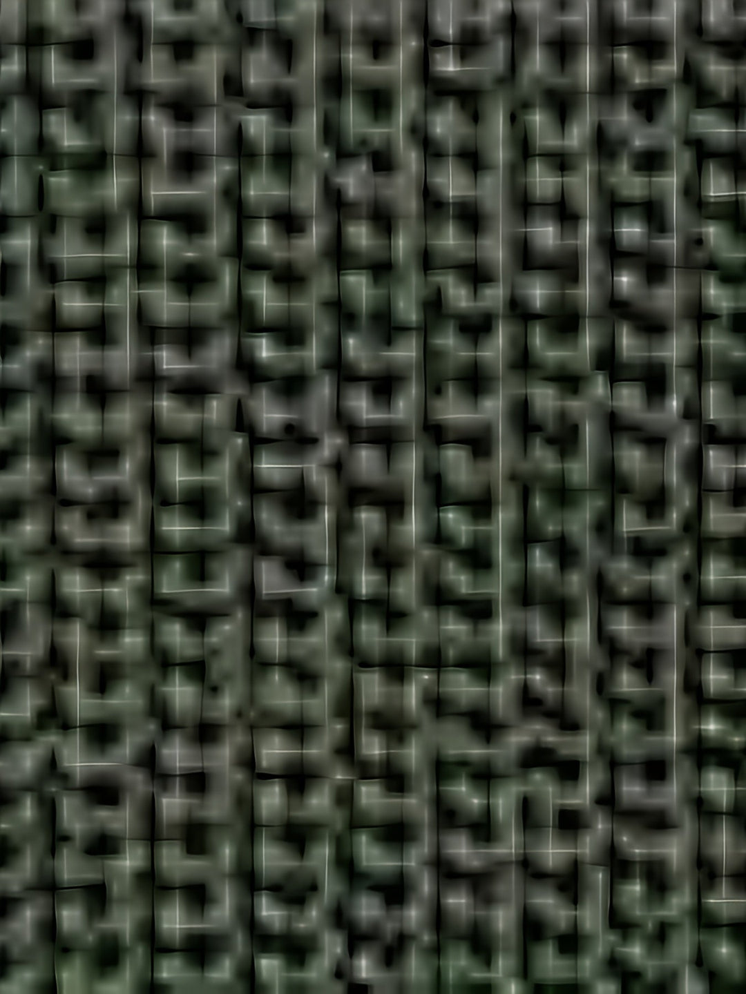Texture intrecciata in tessuto verde scuro, motivo a trama fitta, ideale per arredamento, design d'interni, tessuti decorativi e moda.