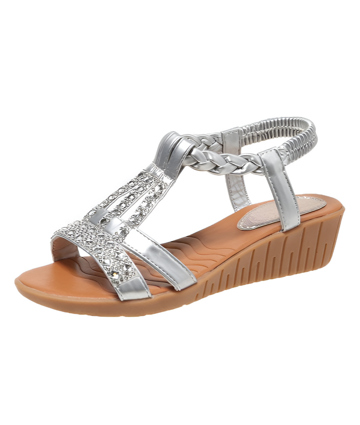 Sandali Donna Boho Zeppa Strass Aperti Comodi Estate