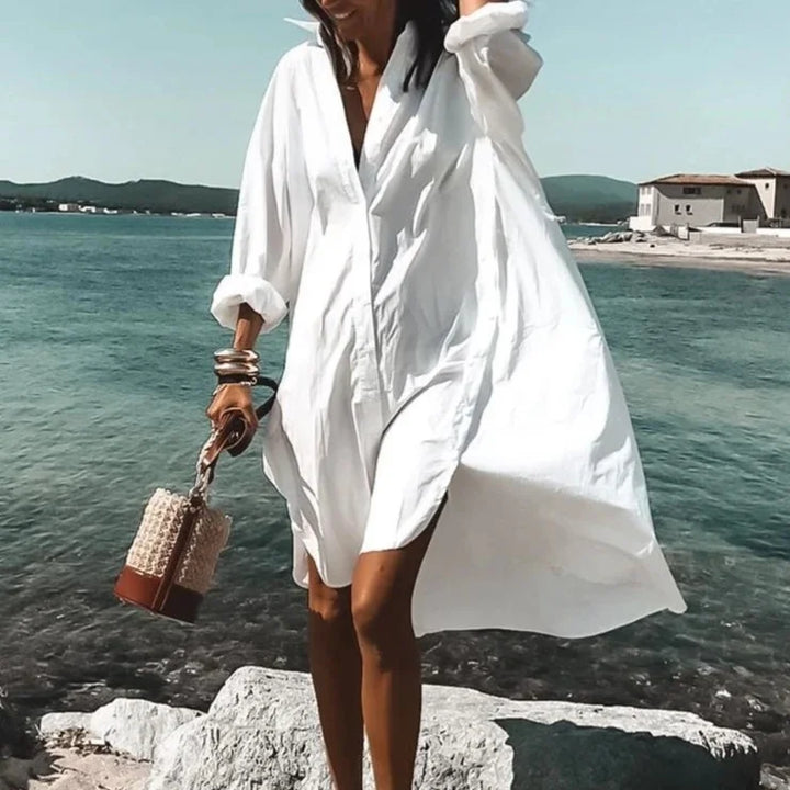 Abito Camicia Donna Fluido Vestibilità Comoda