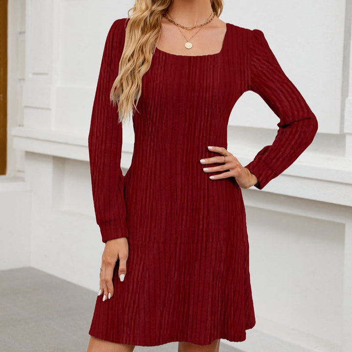 Abito Corto Donna Scollo Quadrato Maniche Lunghe
