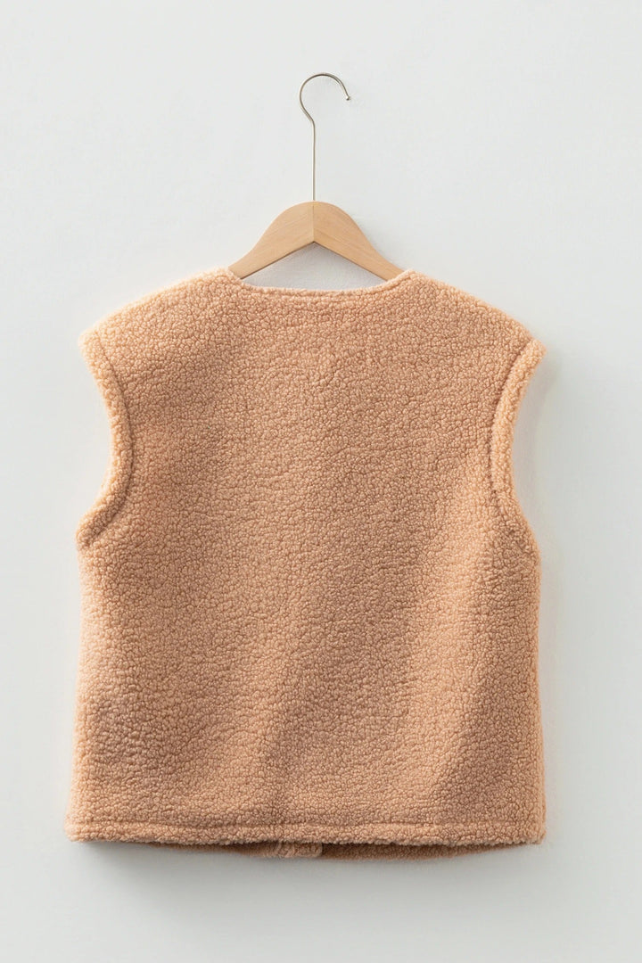 Gilet Donna Teddy con Bottoni Vestibilità Comoda