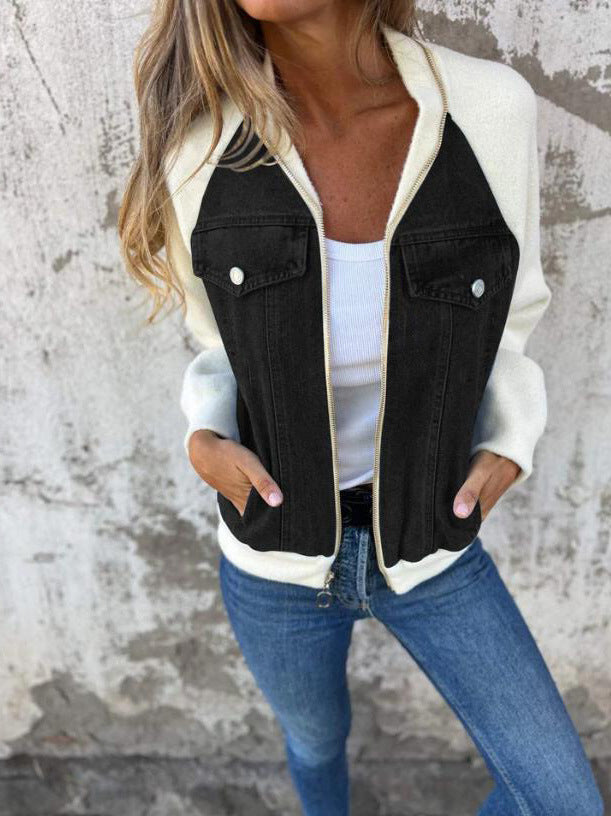 Giacca Donna Elegante Scollo a V con Cerniera Casual - Vesarelli