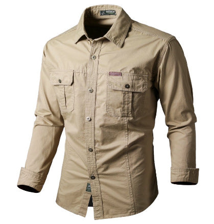 Camicia Cargo Uomo Maniche Lunghe Tessuto Resistente Vestibilità