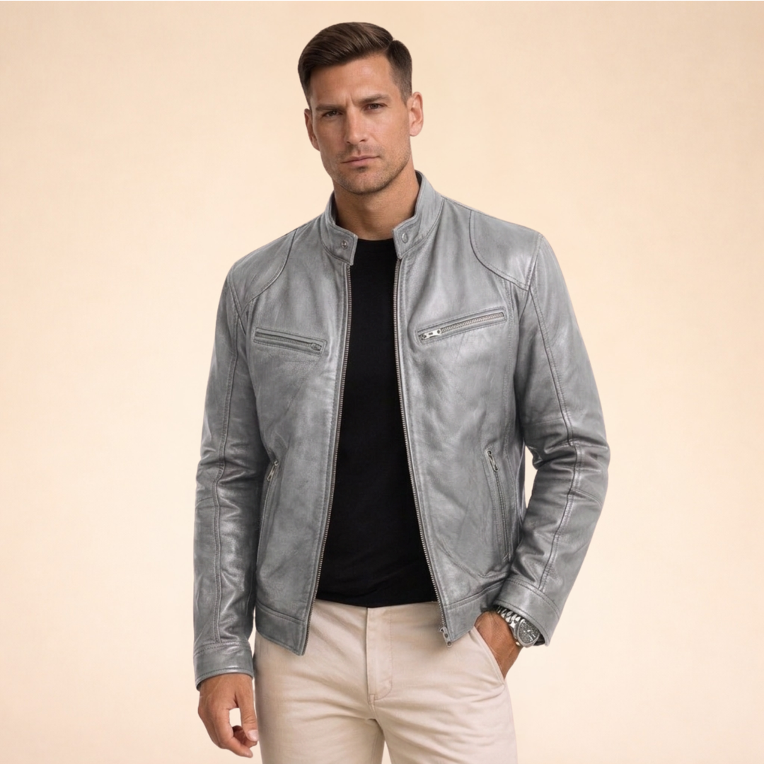 Giacca Uomo in Pelle Stile Elegante Slim Fit