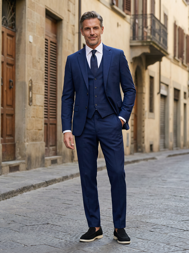 Completo Uomo Due Pezzi Tessuto Elegante Vestibilità Classica - Vesarelli