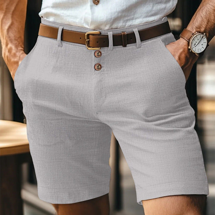 Pantaloncini Uomo in Lino Leggeri Traspiranti con Bottoni