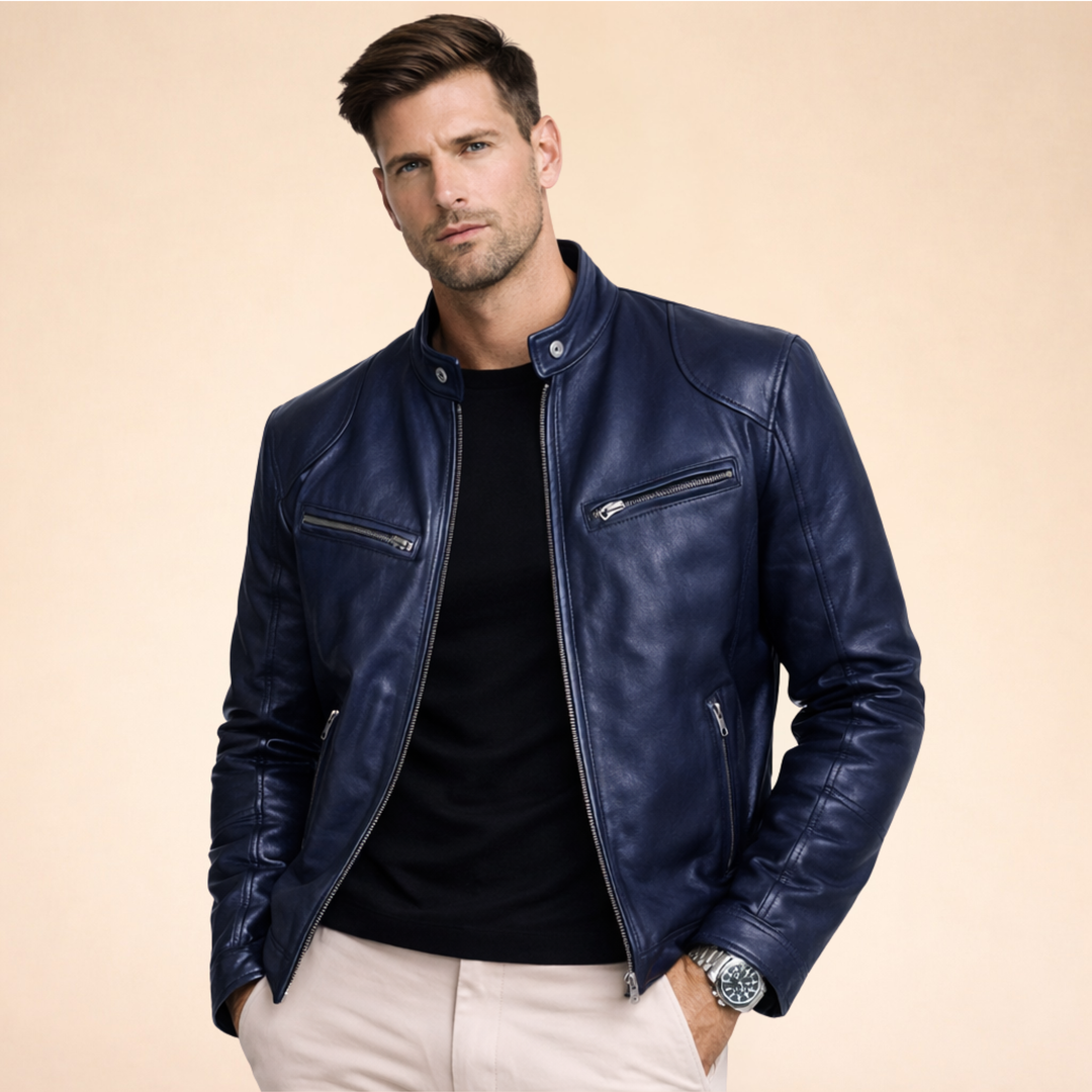 Giacca Uomo in Pelle Stile Elegante Slim Fit